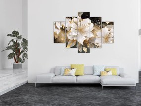 Obraz - Kvety v zlate (150x105 cm)