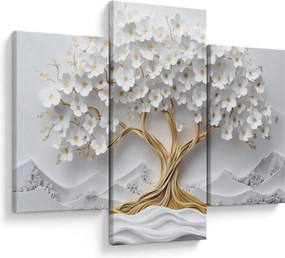 Obraz – 3D elegantný strom života plný kvetov (90x60 cm)