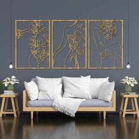Trojdielna nástenná dekorácia ženy – Moderné art umenie | SENTOP HDF0480
