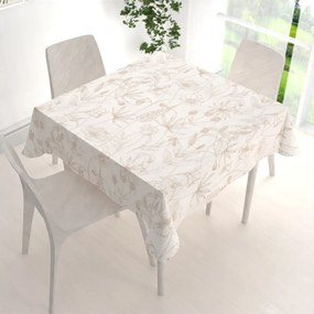 Biante Bavlnený štvorcový obrus Sandra SA-425 Hnedé listy na smotanovom 110x110 cm