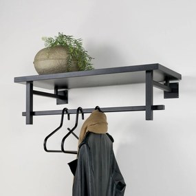 Čierny kovový nástenný vešiak s poličkou Simplon – Spinder Design