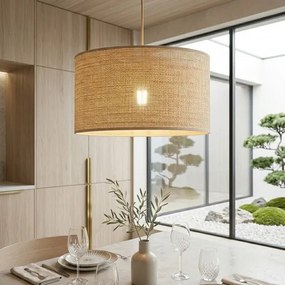 Luster na lanku AIDA 1xE27/15W/230V priemer 35 cm dub/rafia