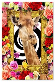 Obraz na plátně, Žirafa Barevné květiny - 80x120 cm