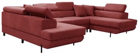 Rohová sedacia súprava - U s funkciou spania, vlnové pružiny SAMSUN Červená