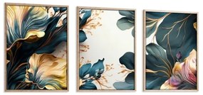 SADA 3x Obraz vo fotorámčeku 50x70 cm rastliny