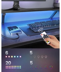 Písací stôl s podsvietením SOLEA-X hnedá/čierna