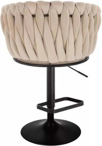 LuxuryForm DESIGN Barová stolička NORDEN VELUR na čiernom tanieri - krémová