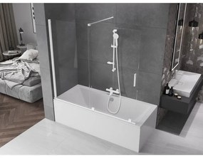 Mexen Velar, 2-krídlová posuvná vaňová zástena 170 x 150 cm, 8mm číre sklo, biely profil, 896-170-000-01-20