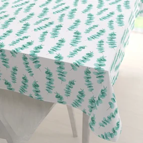 Biante Teflónový obdĺžnikový obrus TF-089 Tyrkysové listy eukalyptu na bielom 120x200 cm