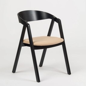 Stima stolička GURU buk s čalúneným sedákom Vyberte odtieň ->: Čierna, Vyberte látku ->: CARABU beige 66