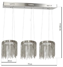 Závesné LED svietidlo Cascata, 1x LED 54w, 3000k, ch