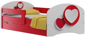 Detská posteľ so zásuvkami ČERVENÉ SRDCE 160x80 cm