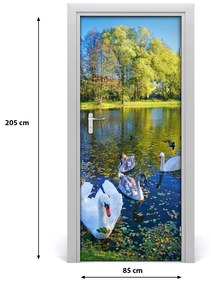 Samolepiace fototapety na dvere Labute na jazere 85x205 cm
