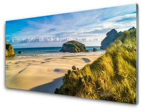 Skleneny obraz Pláž kamene krajina 140x70 cm