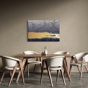 Obraz - Modrá a zlatá abstrakcia N⁰1 (90x60 cm)