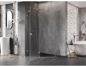 Mexen Lunar, L päťuholníkový sprchový kút naklápací doľava 100 x 90 cm, 8mm číre sklo, oceľový profil, 831L-100L-090P-97-00-L