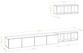 Obývacia stena Pria (Biela + Dub). Vlastná spoľahlivá doprava až k Vám domov. 1073377