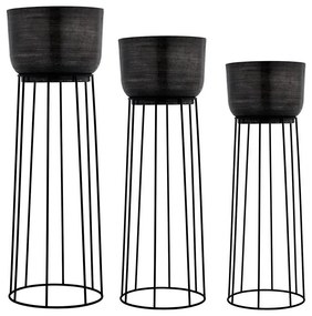 Eglo 428096 - SADA 3x Kovový kvetináč OKAYAMA čierna 428096