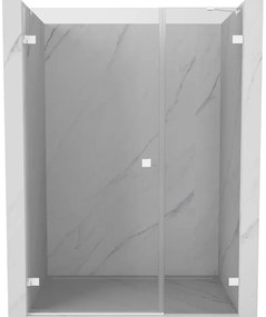 Mexen Lunar-B, ľavé otočné sprchové dvere 150 cm, 8mm číre sklo, biely profil, 832S-150-050-20-00-L