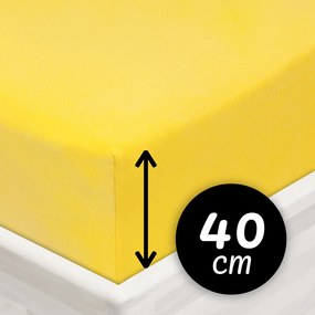 Jersey napínacie prestieradlo na extra vysoký matrac JR-003 Žlté 100 x 200 - výška 40 cm