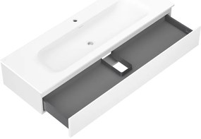Mexen Orio, kúpeľňová skrinka 140 cm s umývadlom Vela, 1 zásuvka, biela matná, 91A10-14023-1-BF01-W23M01