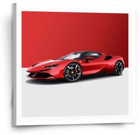 Sablio Obraz Ferrari na červeno-bielej - 110x110 cm