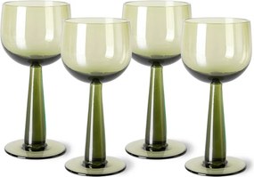 Set 4ks zelená olív poháre na víno na vysokej nohe The Emeralds - Ø 8*17cm/ 200ml