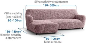 Bielastické poťahy GRAFITI NOVÉ gaštanovo hnedé sedačka s otomanom vľavo (š. 170 - 300 cm)