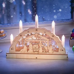 Drevený svietnik s betlehemom