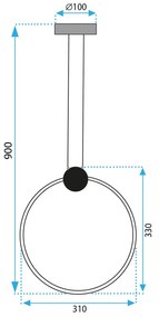 Toolight Toolight, LED stropné svietidlo 30cm 13W 4000K APP1393-CP, zlatá lesklá, OSW-00919