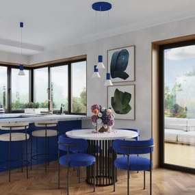 Závesné svietidlo Estria, 1x biele kovové tienidlo, bl