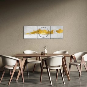 Obraz - Zlaté a šedé ťahy (s hodinami) (90x30 cm)