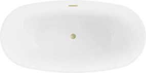Mexen Eris, voľne stojaca vaňa 155 x 80 cm, biela-čierna, zlatý matný prepad, 53441558075-55