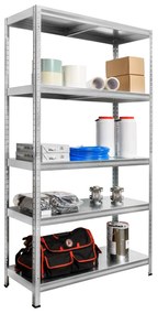 Kovový regál, 130 kg, 1800 x 900 x 400 mm, 5 políc, biely