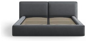 Tmavosivá čalúnená dvojlôžková posteľ s úložným priestorom a roštom 180x200 cm Arendal – Cosmopolitan Design