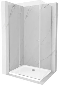 Mexen Roma, sprchovací kút 90 (dvere) x 80 (stena) cm, 6mm číre sklo, chrómový profil + slim sprchová vanička 5cm, 854-090-080-01-00-4010