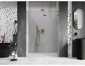 Mexen Lunar, otočné sprchové dvere pravé 130 cm, 8mm číre sklo, medený matný profil, 834-130-000-65-00-P