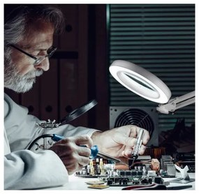 Extol - LED Stmievateľná stolná lampa s lupou LED/8W/5V 2900/4500/7500K biela