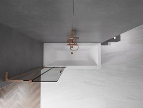 Mexen Velar L, 2-krídlová posuvná vaňová zástena 75 x 150 cm, 8mm šedé sklo, medená matná, 896-075-003-41-65
