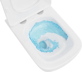 Mexen Timo, závesná WC misa 555x370x335 mm, Rimless Tornádo + WC sedadlo z duroplastu, biela lesklá, 30650200T