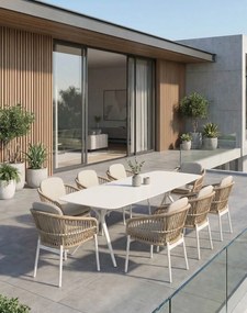 Záhradná zostava Malta: stôl 240 cm a 8 stoličiek z technoratanu