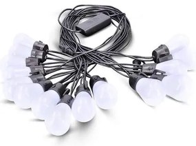 Solight LED smart farebná vonkajšia reťaz s RGB žiarovkami, bluetooth, 15 žiaroviek, 14m+6m, 10W