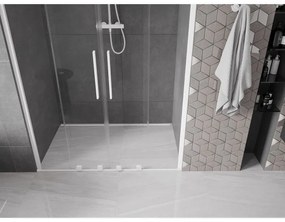 Mexen Velar Duo, posuvné dvere do otvoru 140x200 cm, 8mm číre sklo, biela, 871-140-000-02-20