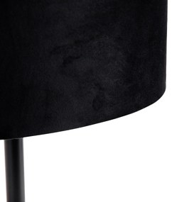 Stolová lampa čierna s oválnym zamatovým tienidlom čiernym 35 cm - Simplo