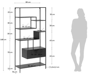 Čierna knižnica Kave Home Shantay