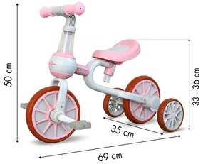 Odrážadlo/bicykel 4v1, ružové, Eco Toys