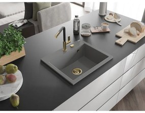Mexen Oscar, 1-komorový granitový drez 580x490x205 mm, šedá, 6519581000-71-G