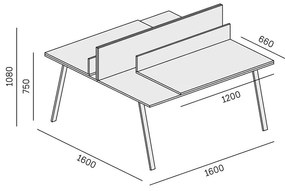 PLAN Kancelársky pracovný stôl DOUBLE LAYERS, posuvná vrchná doska, s prepážkami, biela / sivá