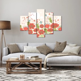 Obraz - Vtáčiky na rozkvitnutej lúke (150x105 cm)