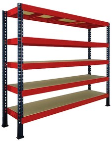 Trestles Nekonečný priemyselný regál 2200x1600x600, 5 políc Farba: červená a čierna